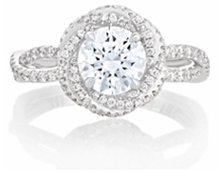 Diamond engagement ring with double halo from Gold 'N I Jewelers.