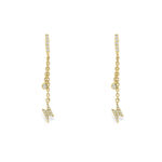 Dangling Diamond Lightning Bolt Earrings